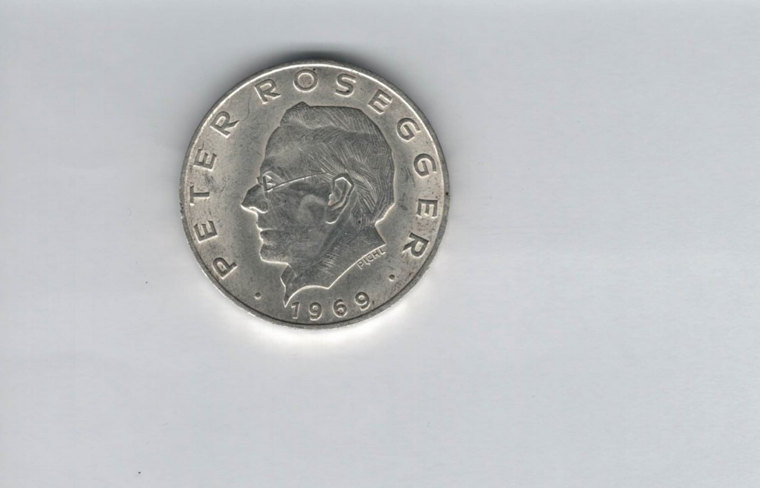  25 Schilling 1969 Peter Rosegger silber Gedenkmünze Österreich 2. Rep Spittalgold9800 (4588/15)   