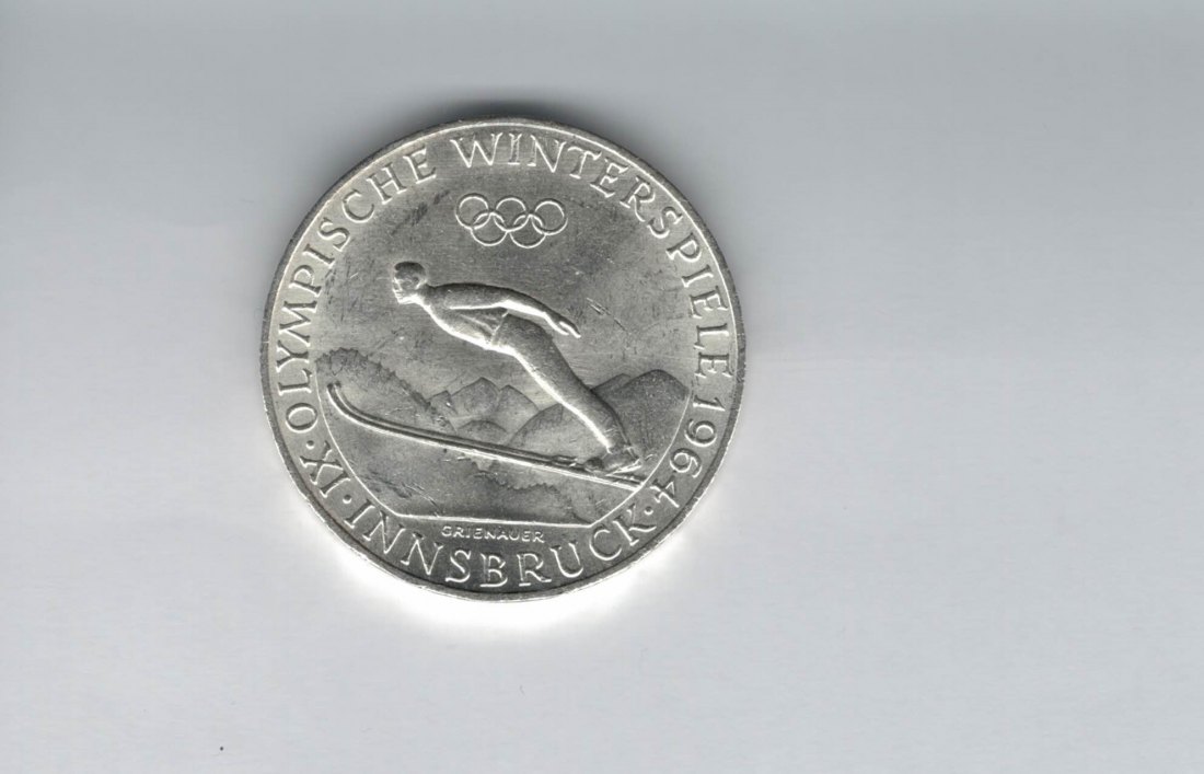  50 Schilling 1964 Winterolympiade Innsbruck Österreich silber Spittalgold9800 (4584/3)   