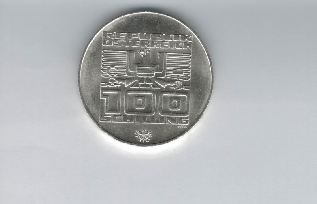  100 Schilling 1976 Winterolympiade Innsbruck Stadtturm Hall silber Österreich (01914/6)   