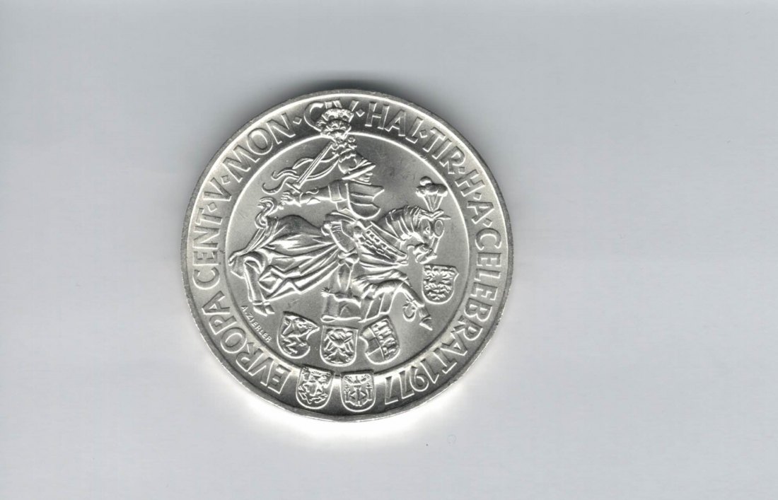  100 Schilling 1977 500 Jahre Münzstätte Hall/Tirol 15,36g fei Ag Österreich Spittalgold9800 01914/16   