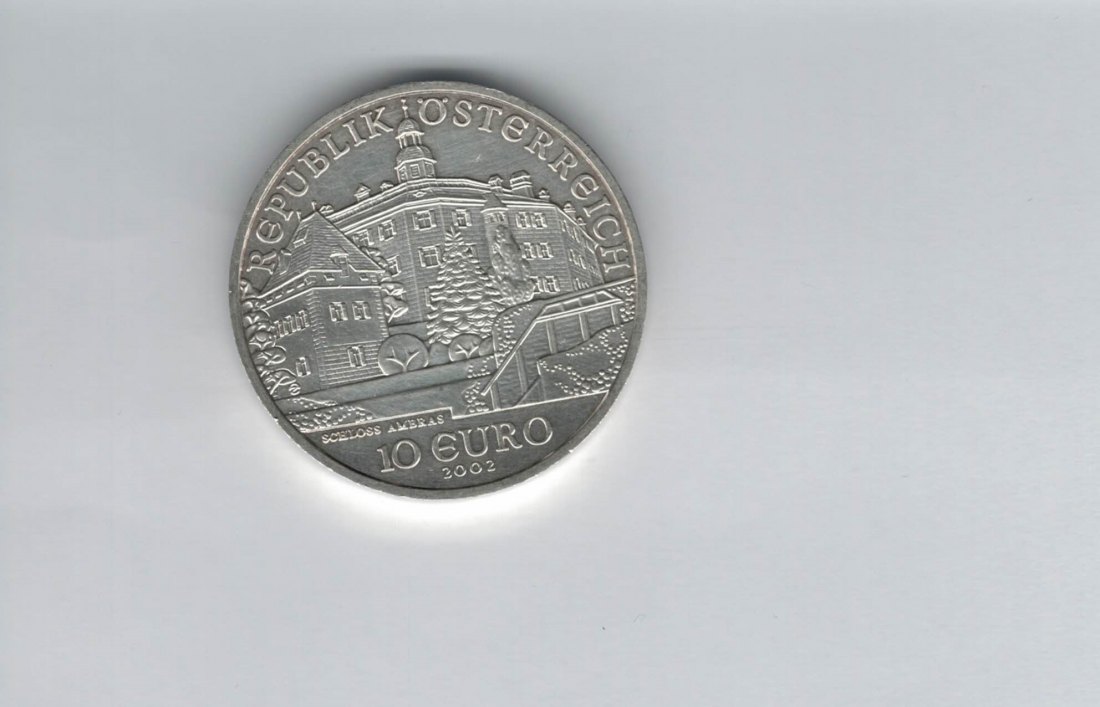  10 Euro 2002 Schloss Ambras silber 925/16g Österreich Spittalgold9800 (4971/1   