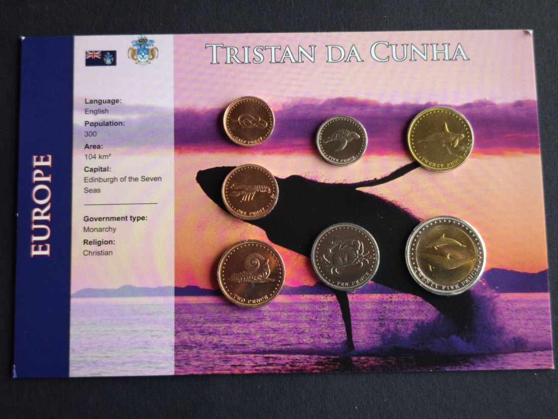  Kursmünzensatz im Papierschutz - Tristan Da Cunha   