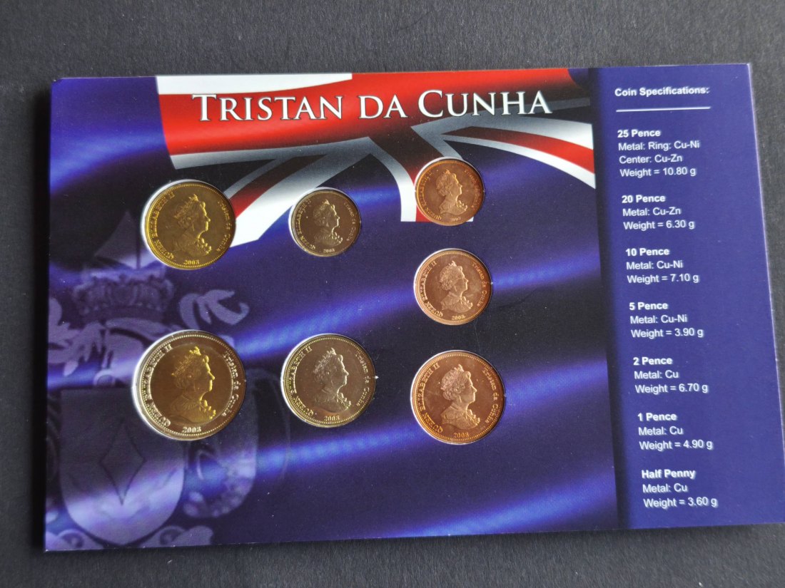  Kursmünzensatz im Papierschutz - Tristan Da Cunha   