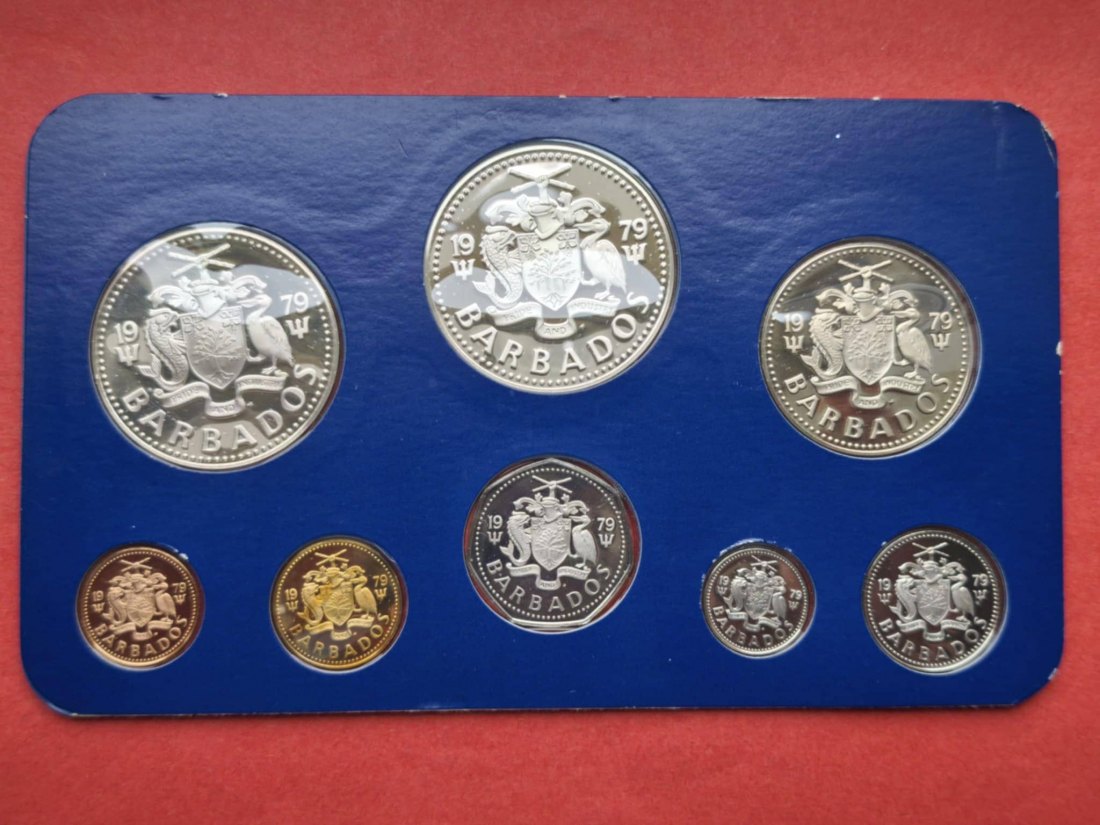  Barbados Proof Set 1979 Kursmünzensatz PP mit Silber   