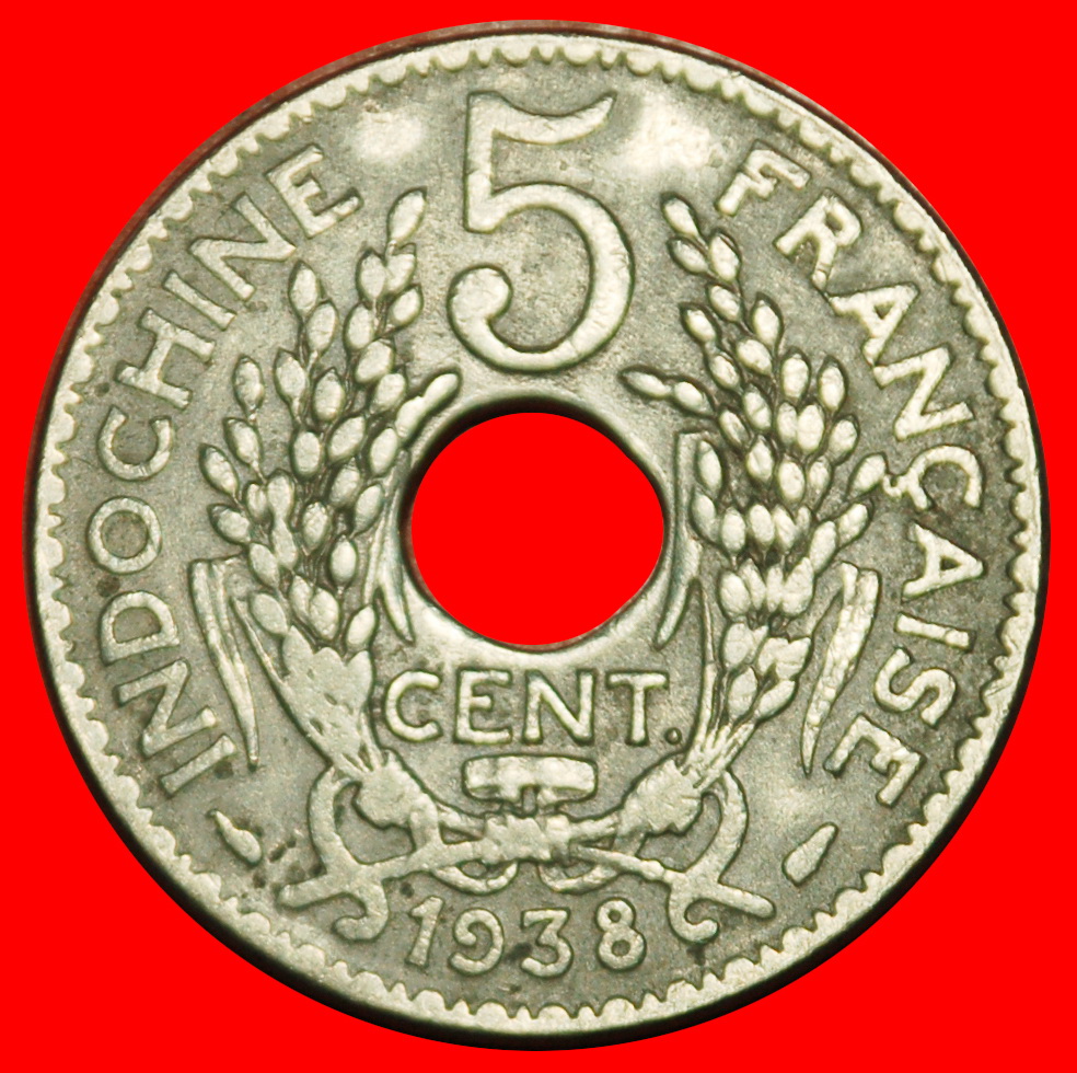  Ⰶ FRANCE (1923-1939): INDOCHINA ★ 5 CENTS 1938! VIETNAM CAMBODIA LAOS! LOW START ★ NO RESERVE!   