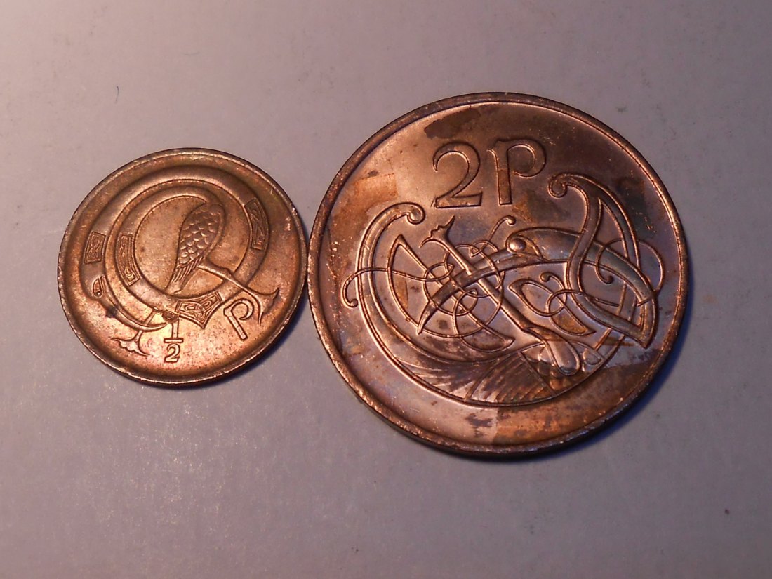  M.157. Irland 2er Lot, 1/2 Penny 1980 und 2 Pence 1980   