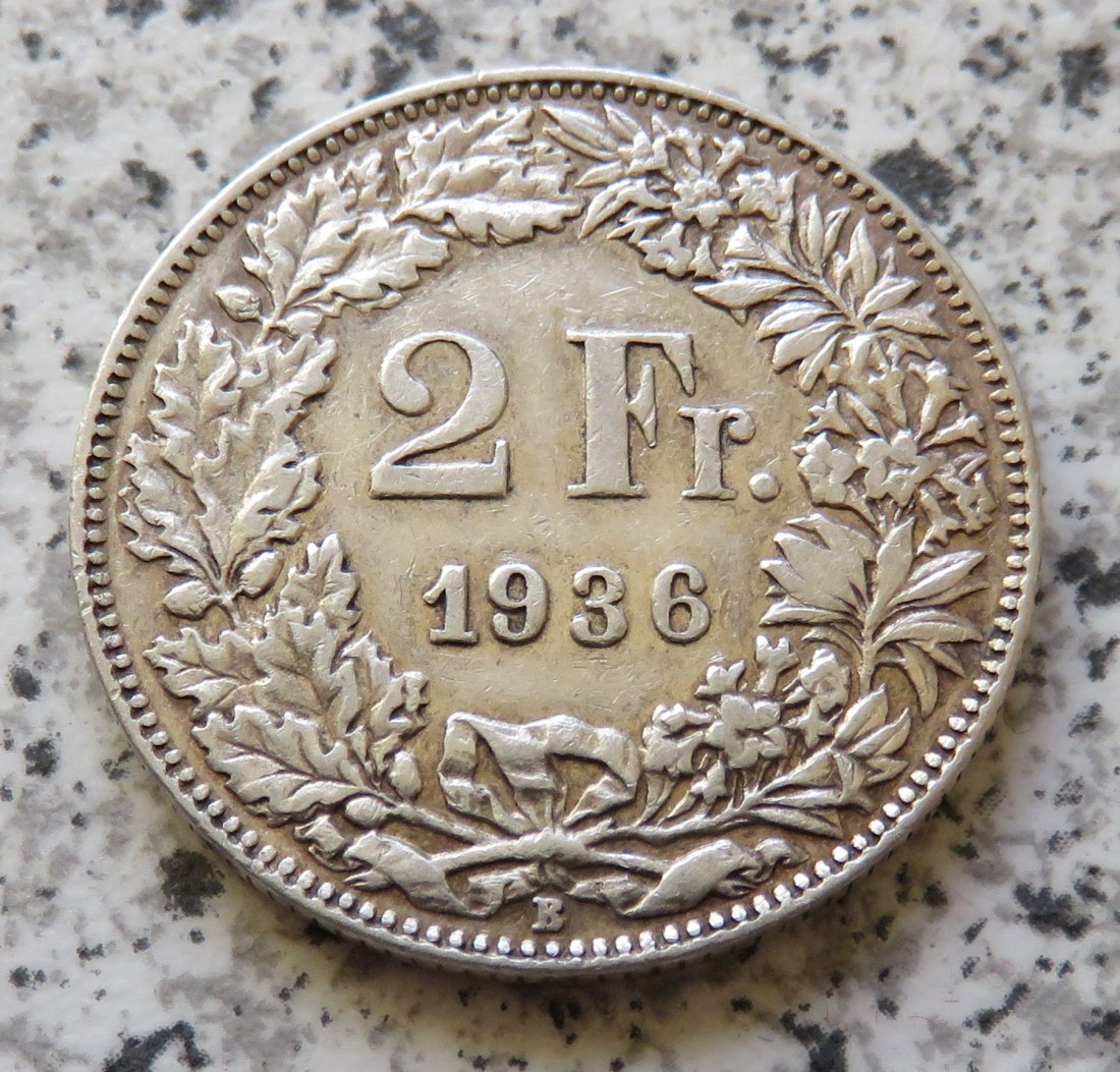  Schweiz 2 Franken 1936 B   