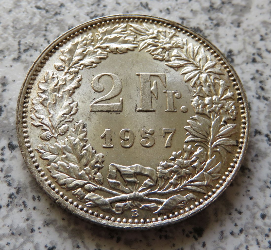  Schweiz 2 Franken 1957 B   