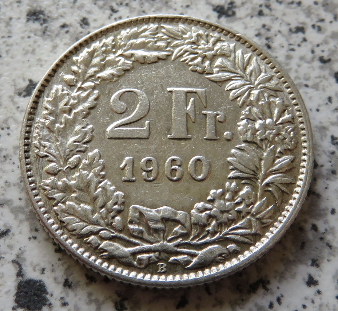  Schweiz 2 Franken 1960 B   