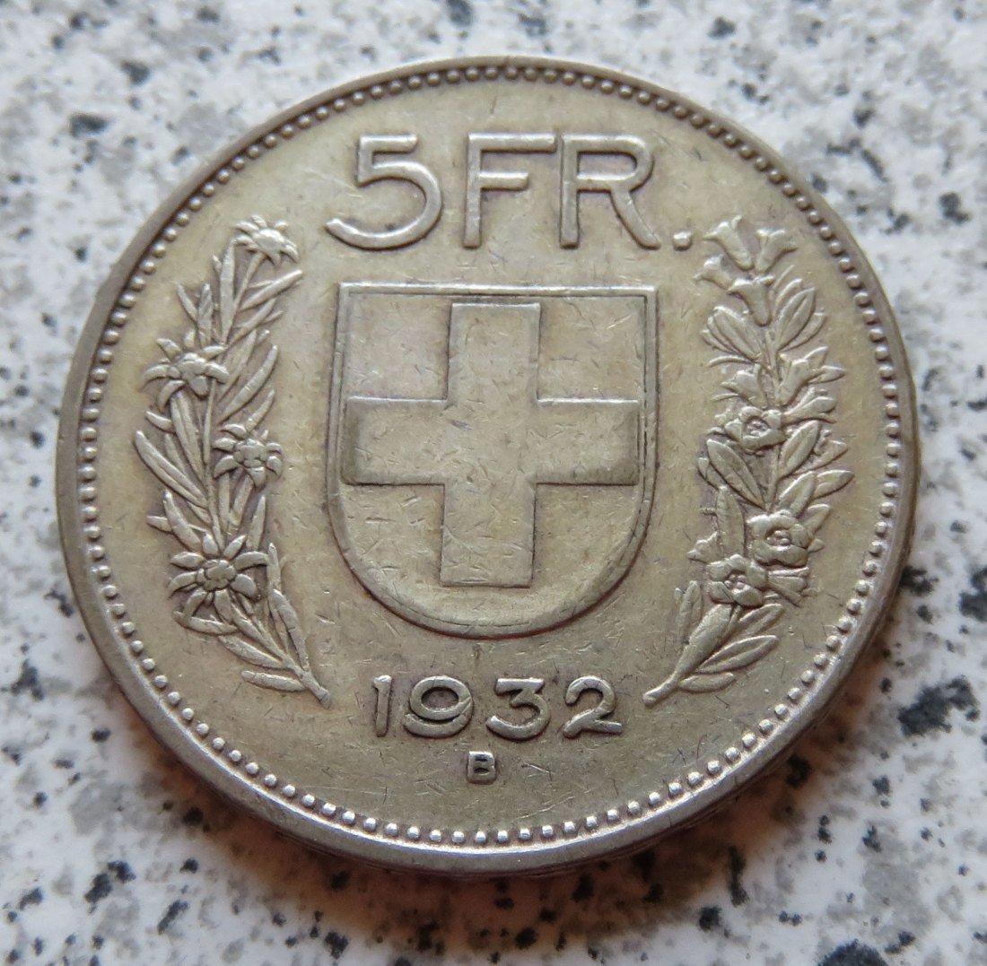  Schweiz 5 Franken 1932 B   