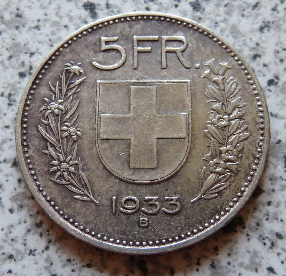  Schweiz 5 Franken 1933 B   