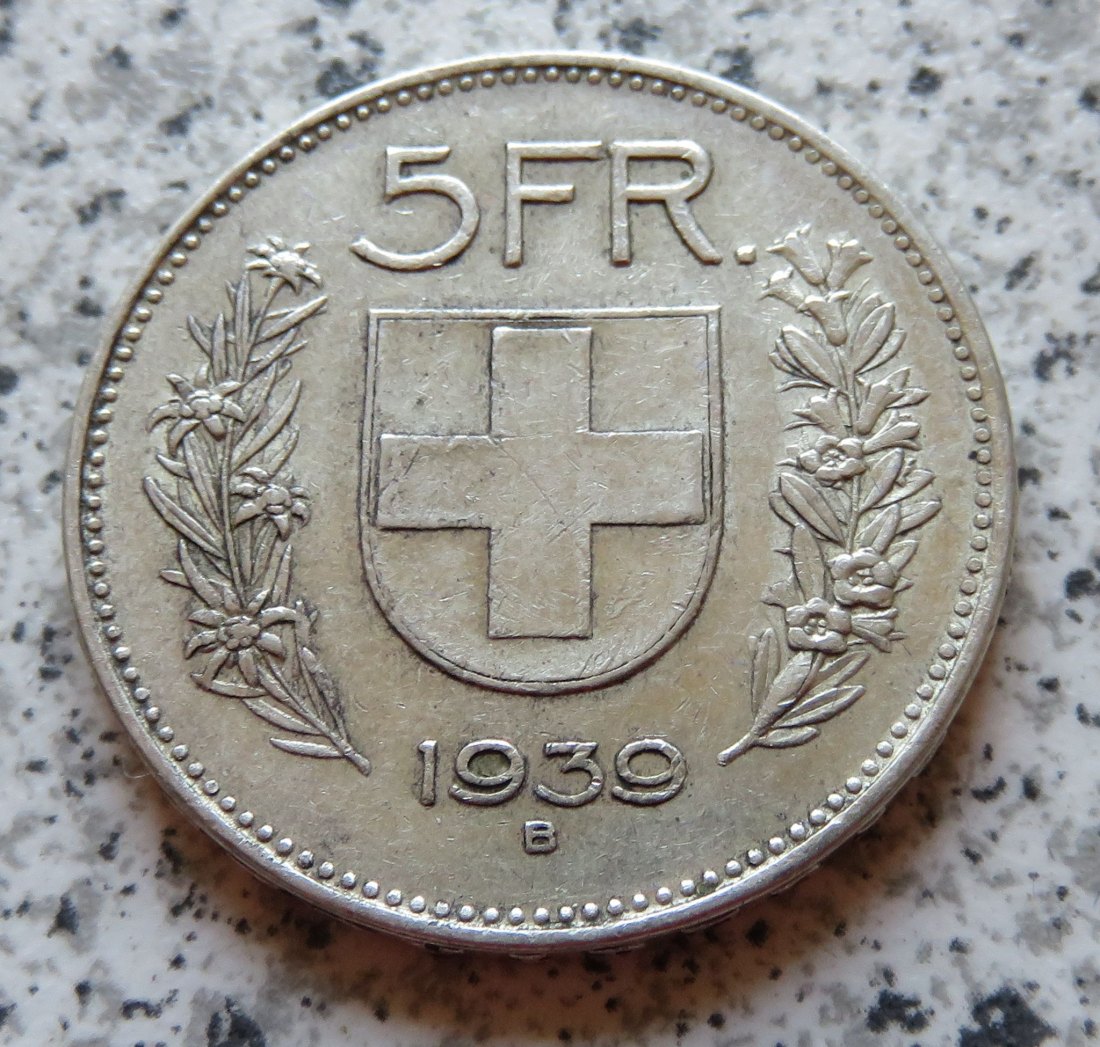  Schweiz 5 Franken 1939 B   