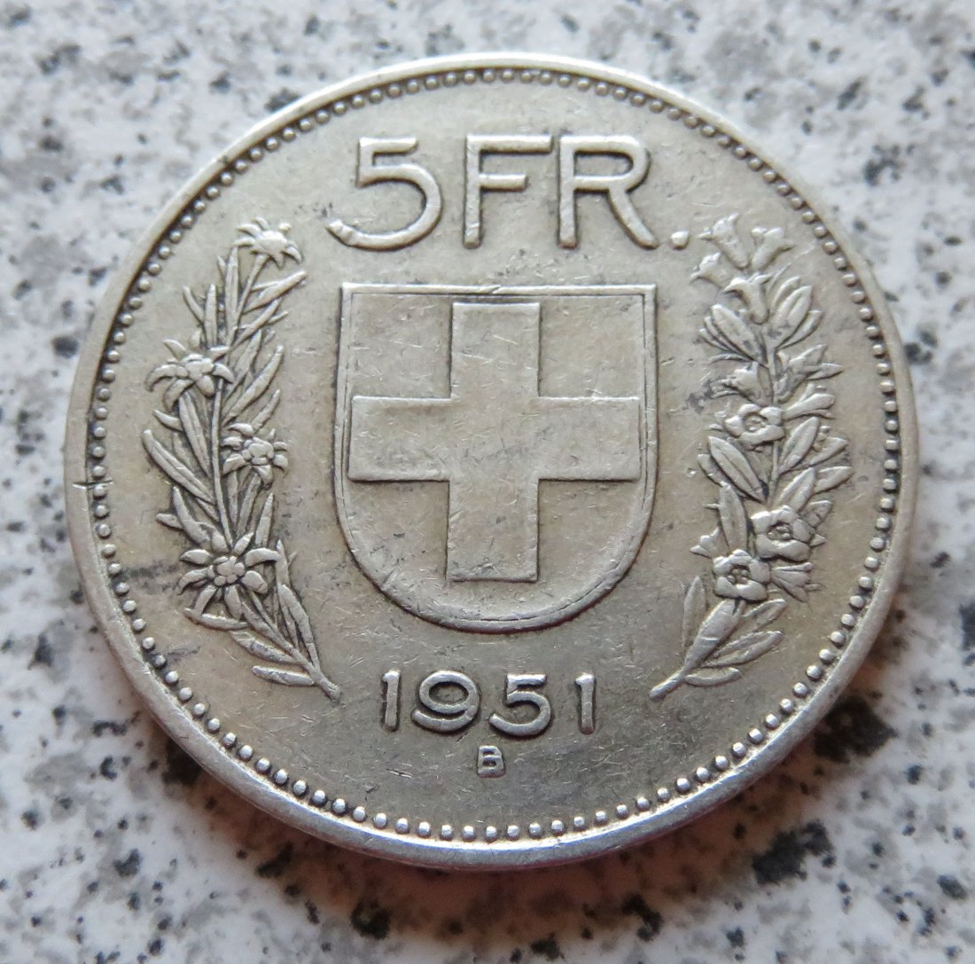  Schweiz 5 Franken 1951 B   