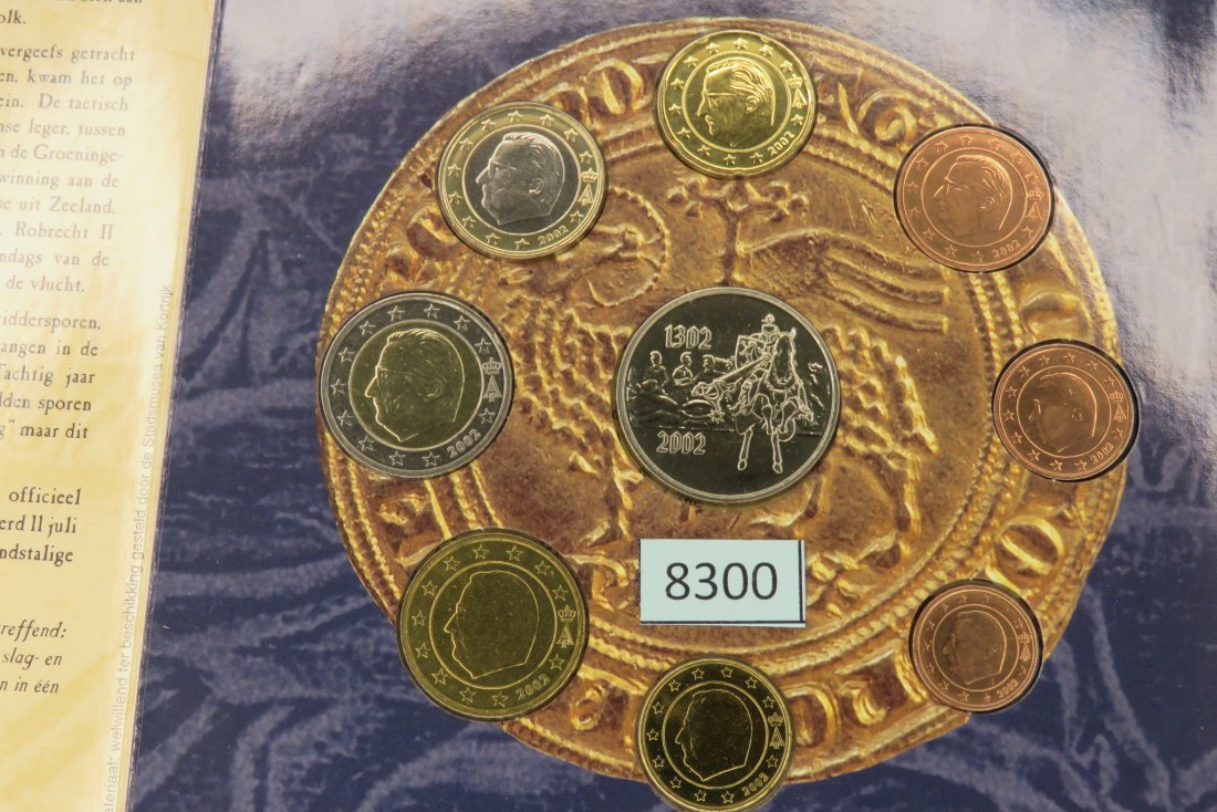  8300 Belgien 2002 - EURO  KMS mit Medaille (Golden Sporenslag)   