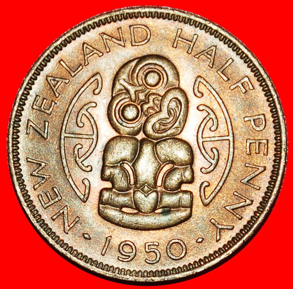  Ⰶ GREAT BRITAIN (1949-1952):NEW ZEALAND★1/2 PENNY 1950 UNC NO INDIA RARE★LOW START ★ NO RESERVE!   