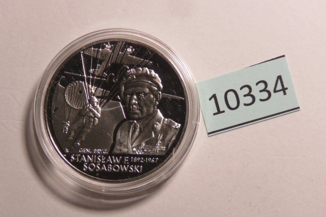  10334 POLEN - 2004 - 10 zt - 14,1 g Silber 0.925 - Sosabowski - Fallschirmjäger   