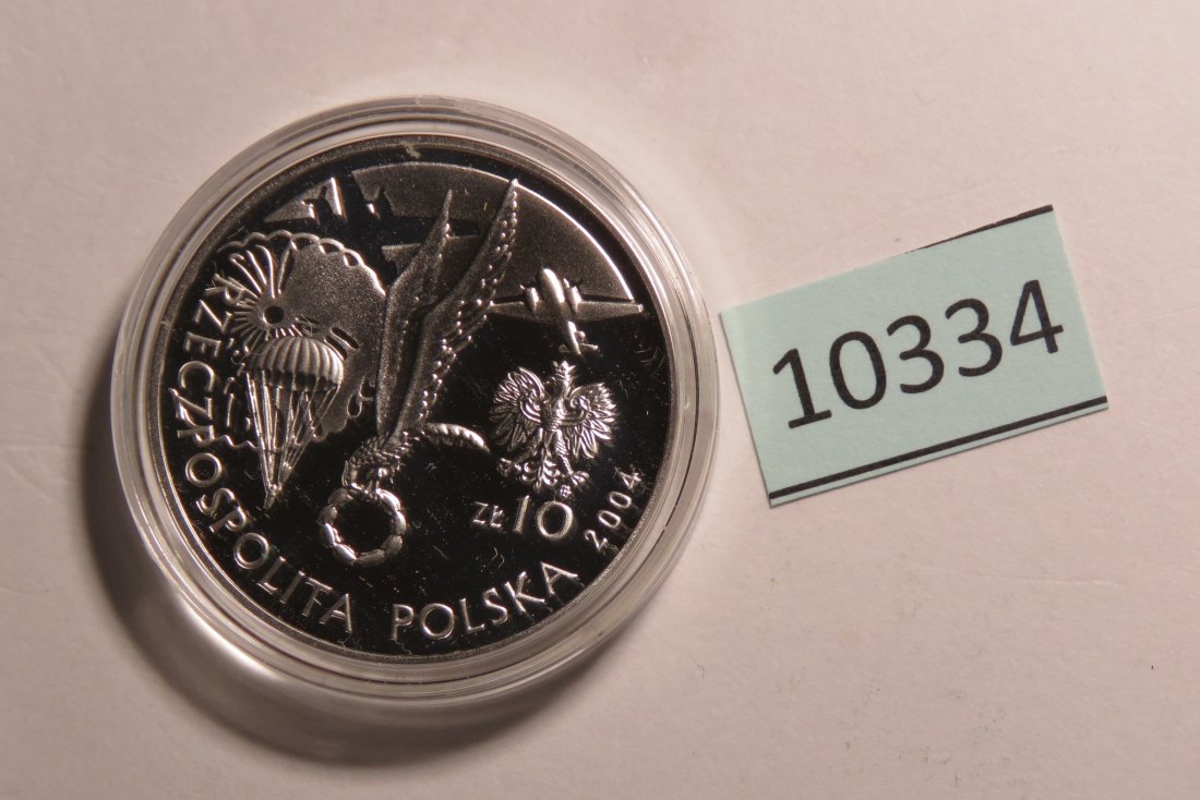  10334 POLEN - 2004 - 10 zt - 14,1 g Silber 0.925 - Sosabowski - Fallschirmjäger   