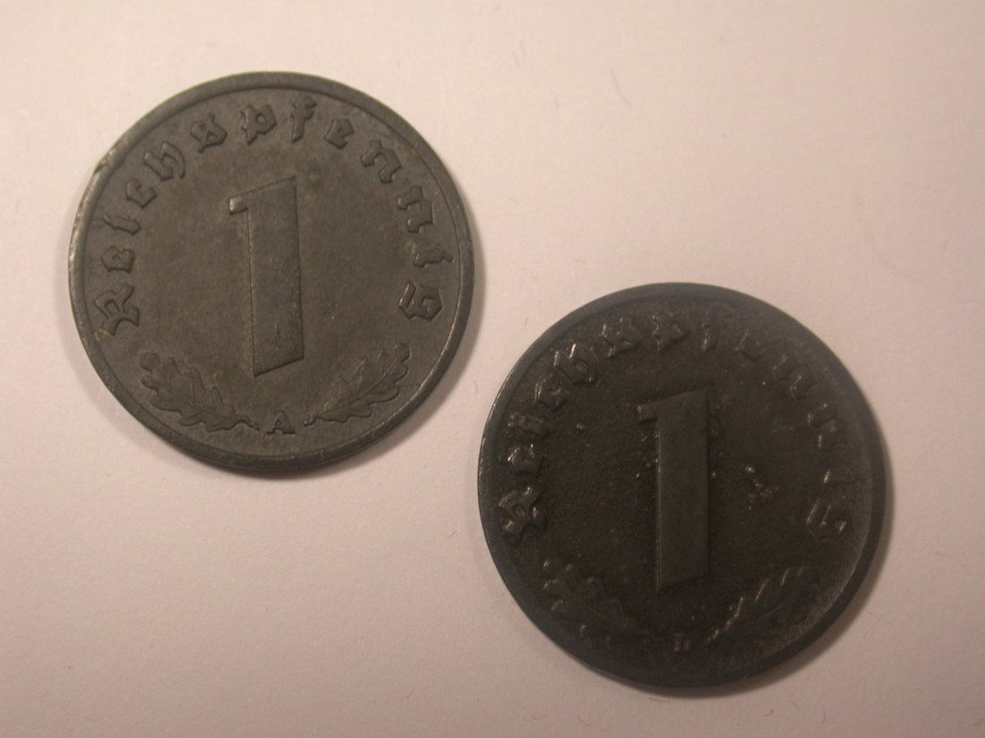  I11  3. Reich 1 Pfennig Zink 1941 A und D  2 Stück  Originalbilder   