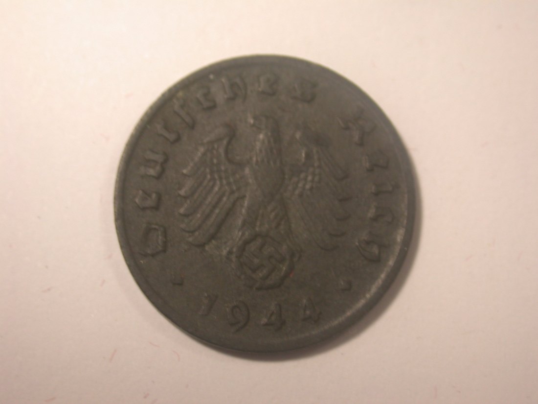  I11  3. Reich 1 Pfennig Zink 1944 D in vz-St  Originalbilder   