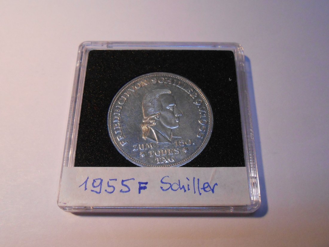  Deutschland Silber, 5 DM 1955 F   150. Todestag Friedrich von Schiller   