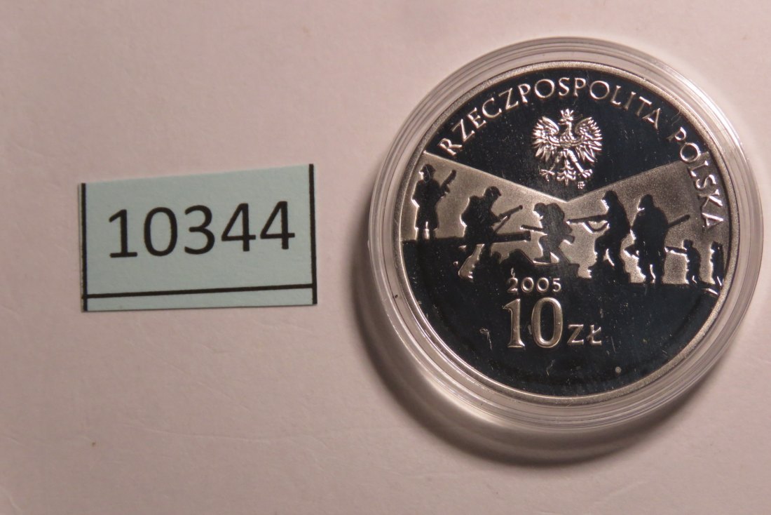  10344 POLEN - 2005 - 10 zt - 14,1 g Silber 0.925 - COLOR - 60 Jahre Weltkriegsende   