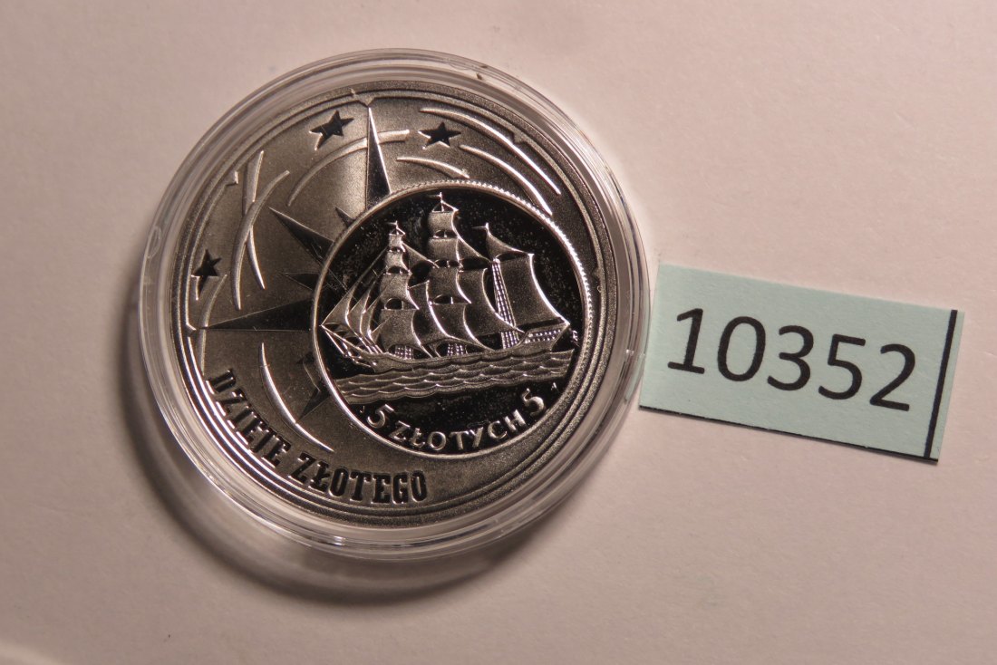  10352 POLEN - 2005 - 10 zt - 14,1 g Silber 0.925 - alte 5 zloty Münze Segelschiff   