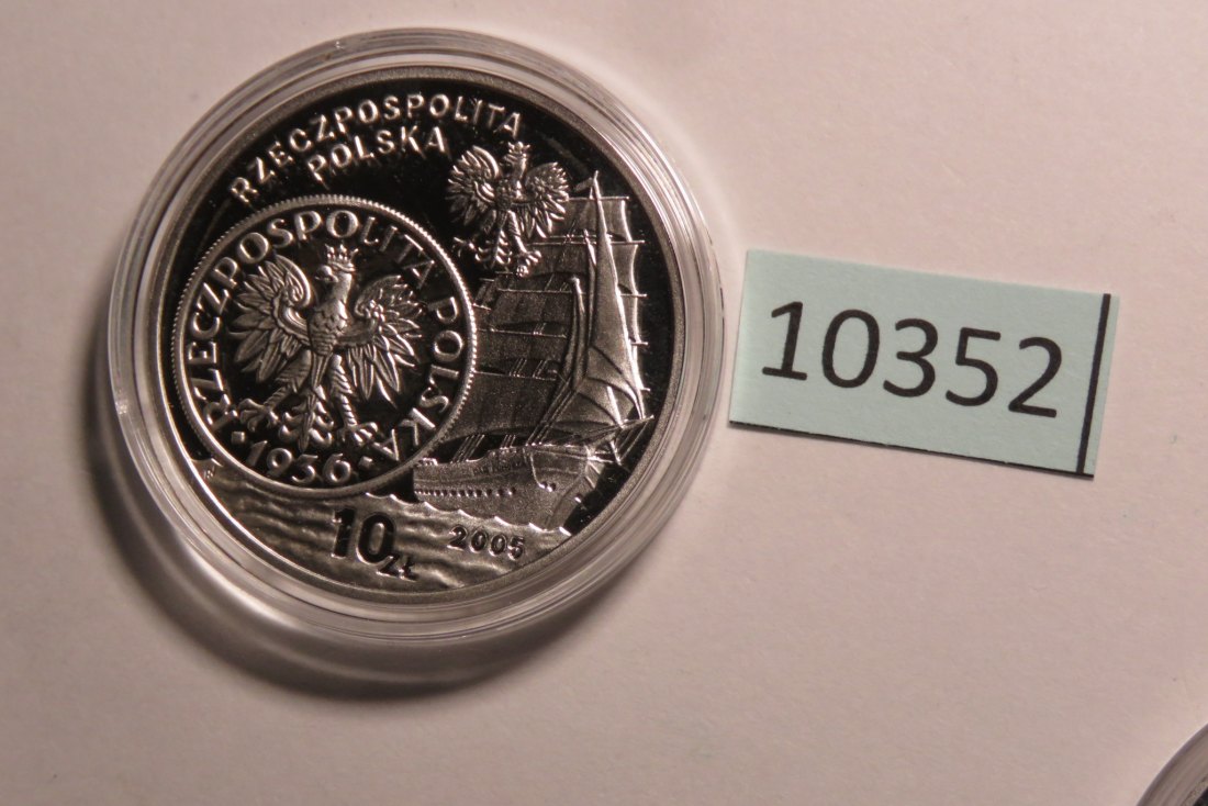  10352 POLEN - 2005 - 10 zt - 14,1 g Silber 0.925 - alte 5 zloty Münze Segelschiff   