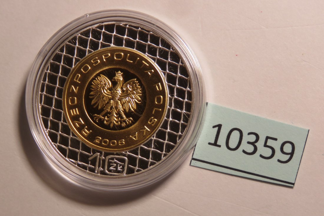  10359 POLEN - 2006 - 10 zt - 14,1 g Silber 0.925 vergoldet - Fußball WM   