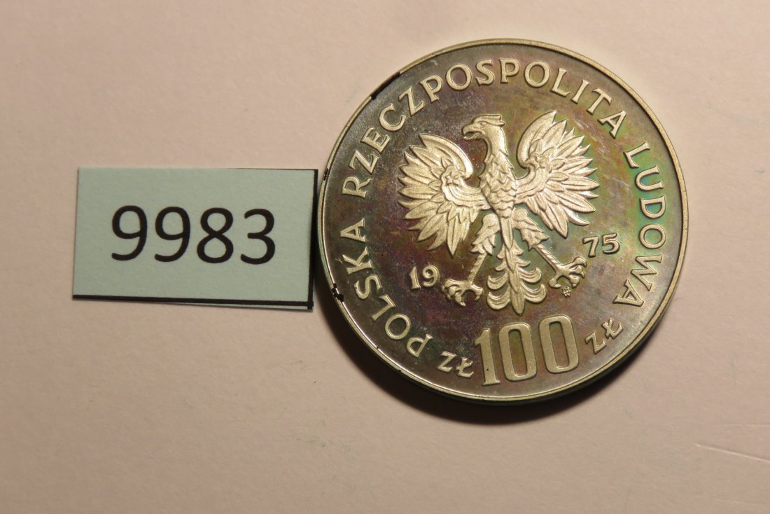  9983 POLEN - 1975 - 100 zt - 16,5 g Silber 0.625  - Modrzejewska   