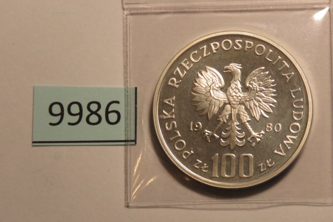  9986 POLEN - 1980 - 100 zt - 16,5 g Silber 0.625  - Olympia Läufer   