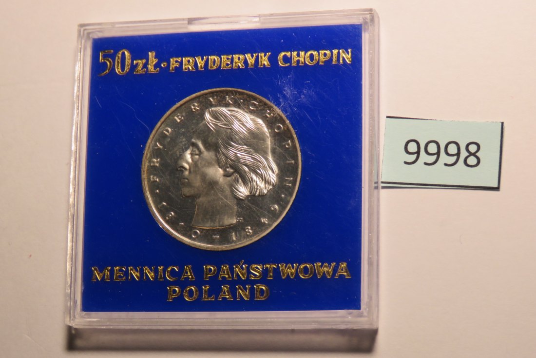  9998 POLEN - 1972 - 50 zt - 12,75 g Silber 0.750  - CHOPIN   