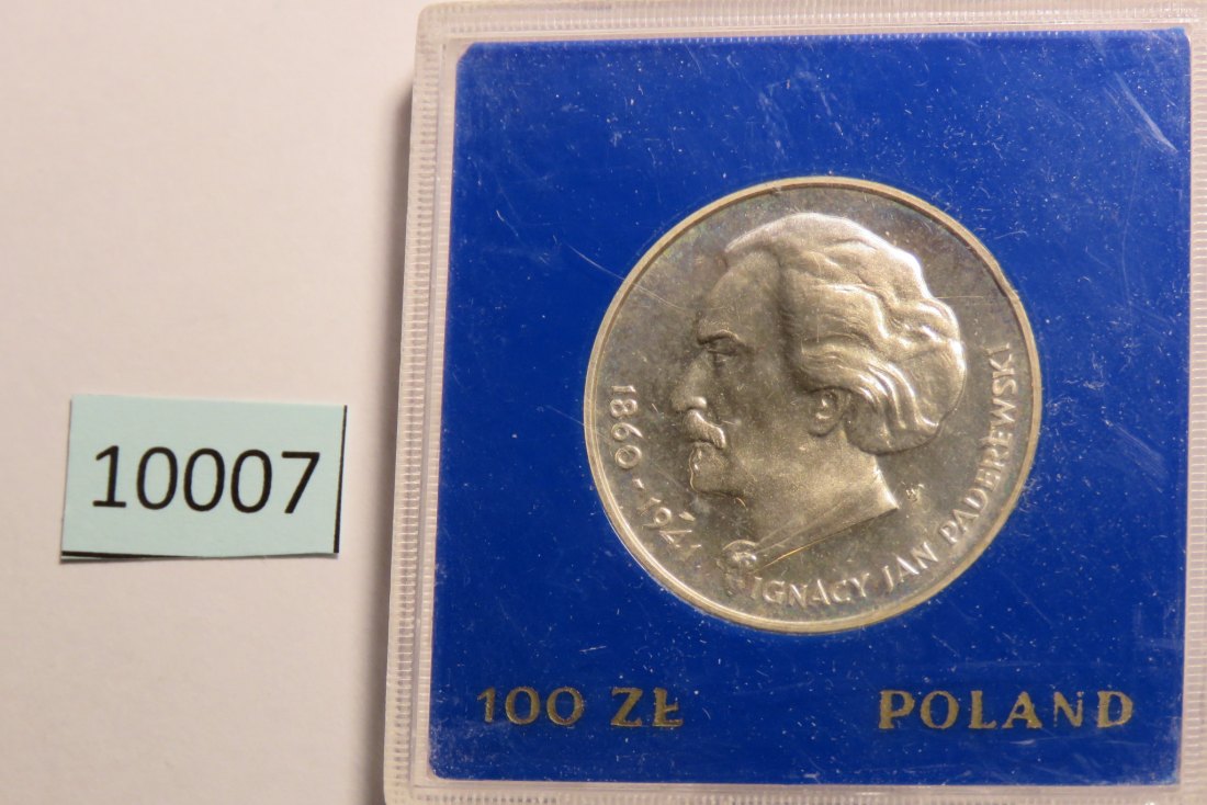  10007 POLEN - 1975 - 100 zt - 16,5 g Silber 0.625  -  Paderwski   