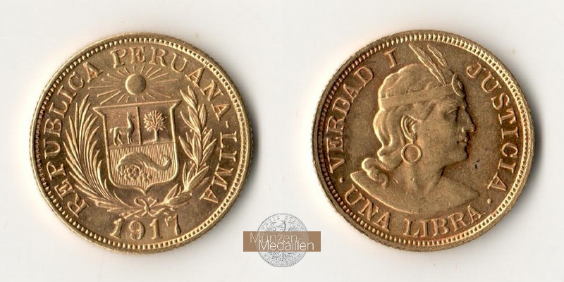 Peru MM-Frankfurt Feingold: 7,32g 1 Libra 1917 