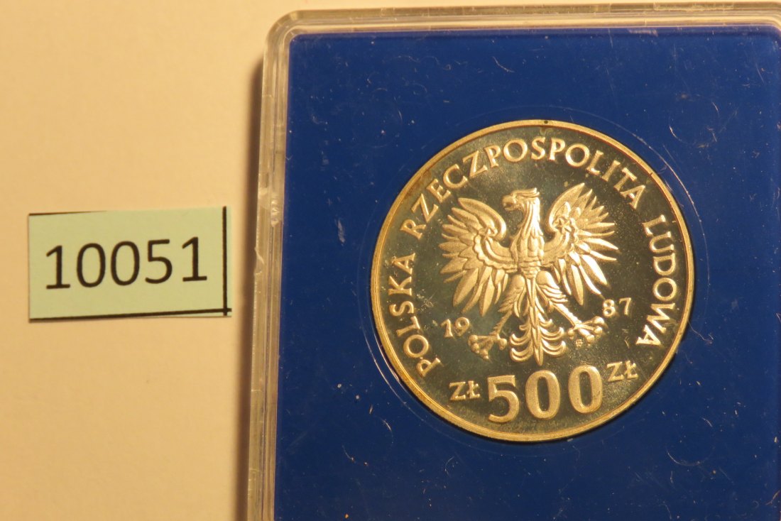  10051 POLEN - 1987 - 500 zt - 16,5  g Silber 0.750 - Olympia Eishockey   