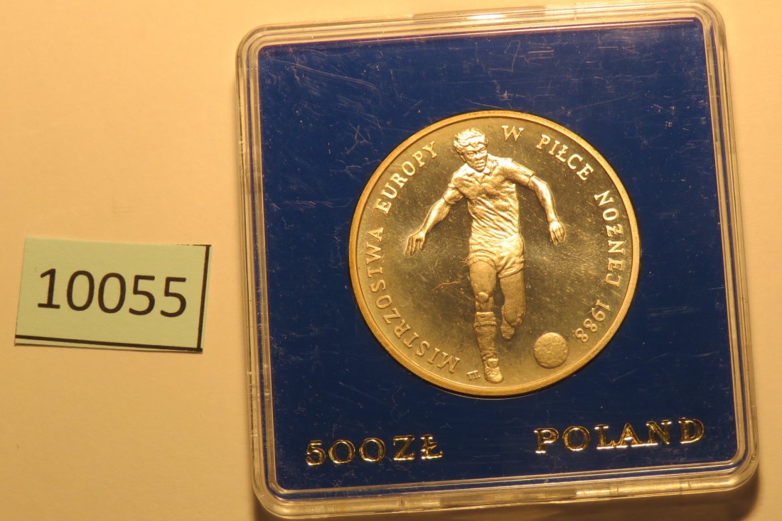  10055 POLEN - 1987 - 500 zt - 16,5  g Silber 0.750 - Fußball EM   