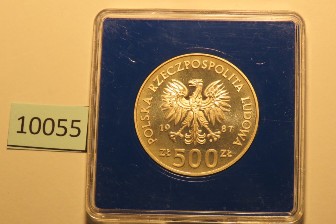  10055 POLEN - 1987 - 500 zt - 16,5  g Silber 0.750 - Fußball EM   