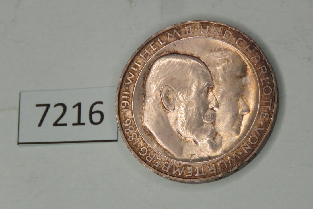  7216  Württemberg 1911 - 3 Mark - Wilhelm + Charlotte   