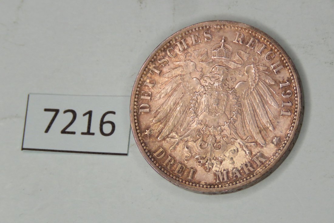  7216  Württemberg 1911 - 3 Mark - Wilhelm + Charlotte   