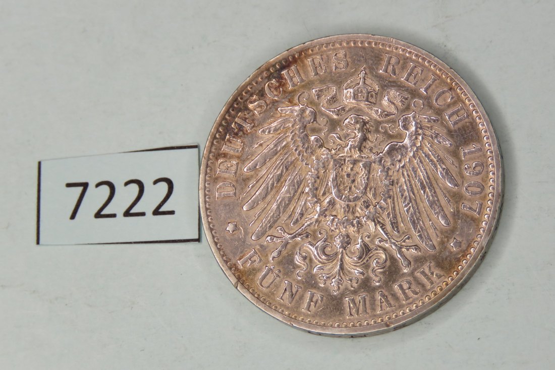  7222  Württemberg 1907 - 5 Mark   