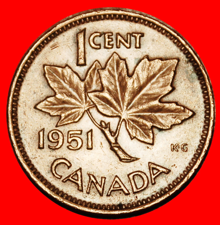  Ⰶ NO INDIA (1948-1952): CANADA ★ 1 CENT 1951! GEORGE VI (1937-1952)★LOW START ★ NO RESERVE!   