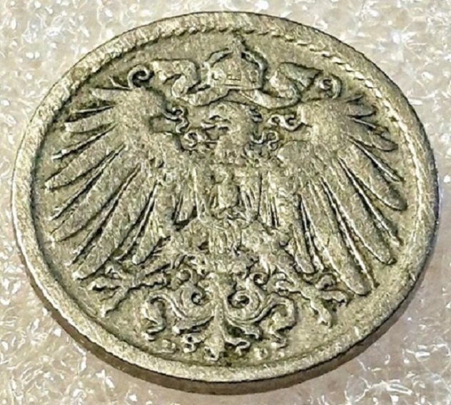  ( A1 ) Deutsches Kaiserreich - 5 Pfennig 1894 -D-, Gr. Adler , Erh. siehe Bilder   