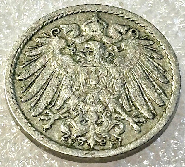  ( A3 ) Deutsches Kaiserreich - 5 Pfennig 1900 -F- , Gr. Adler , Erh. siehe Bilder   