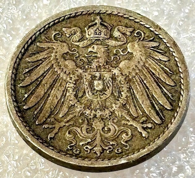  ( A5 ) Deutsches Kaiserreich - 5 Pfennig 1902 -G- , Gr. Adler , Erh. siehe Bilder   