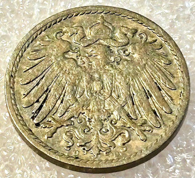  ( A7 ) Deutsches Kaiserreich - 5 Pfennig 1906 -D- , Gr. Adler , Erh. siehe Bilder   