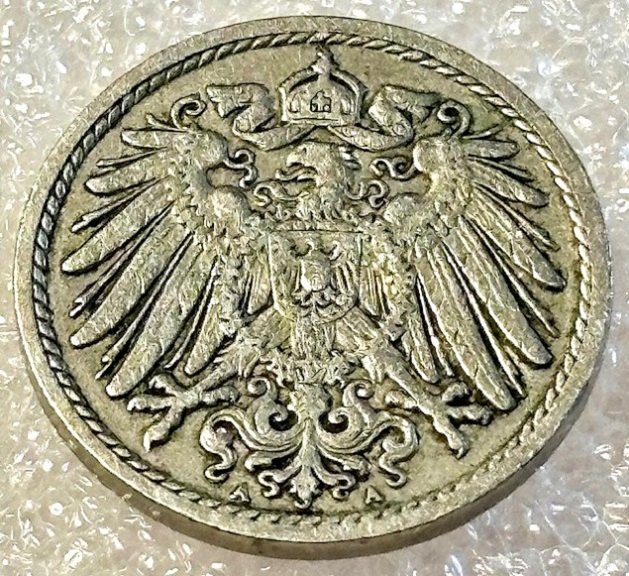  ( A8 ) Deutsches Kaiserreich - 5 Pfennig 1907 -A- , Gr. Adler , Erh. siehe Bilder   