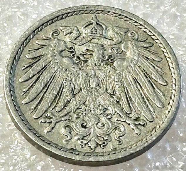  ( A10 ) Deutsches Kaiserreich - 5 Pfennig 1908 -A- , Gr. Adler , Erh. siehe Bilder   