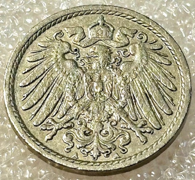  ( A12 ) Deutsches Kaiserreich - 5 Pfennig 1909 -A- , Gr. Adler , Erh. siehe Bilder   