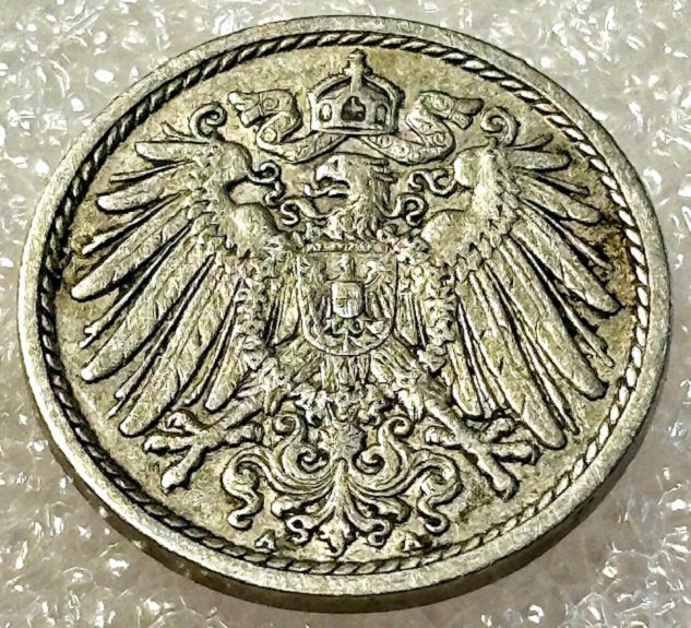  ( A13 ) Deutsches Kaiserreich - 5 Pfennig 1910 -A- , Gr. Adler , Erh. siehe Bilder   