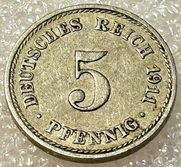  ( A15 ) Deutsches Kaiserreich - 5 Pfennig 1911 -A- , Gr. Adler , Erh. siehe Bilder   