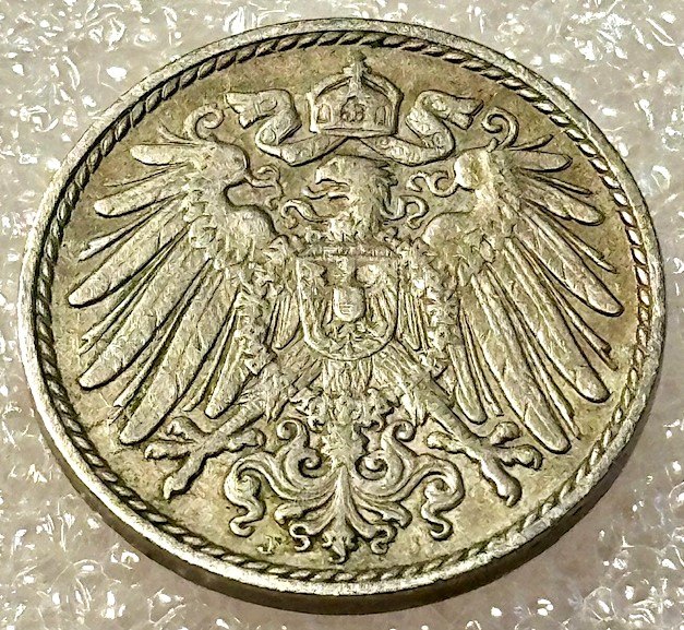  ( A16 ) Deutsches Kaiserreich - 5 Pfennig 1911 -J- , Gr. Adler , Erh. siehe Bilder   